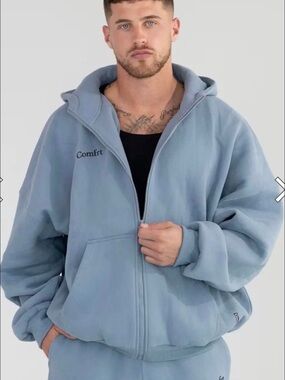 Comfort Cloud Zip-Up Hoodie in Blue Willow Sz. 2XL